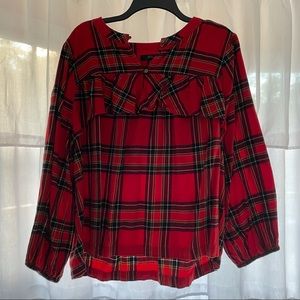 J. Crew Flannel Ruffle Top LIKE NEW